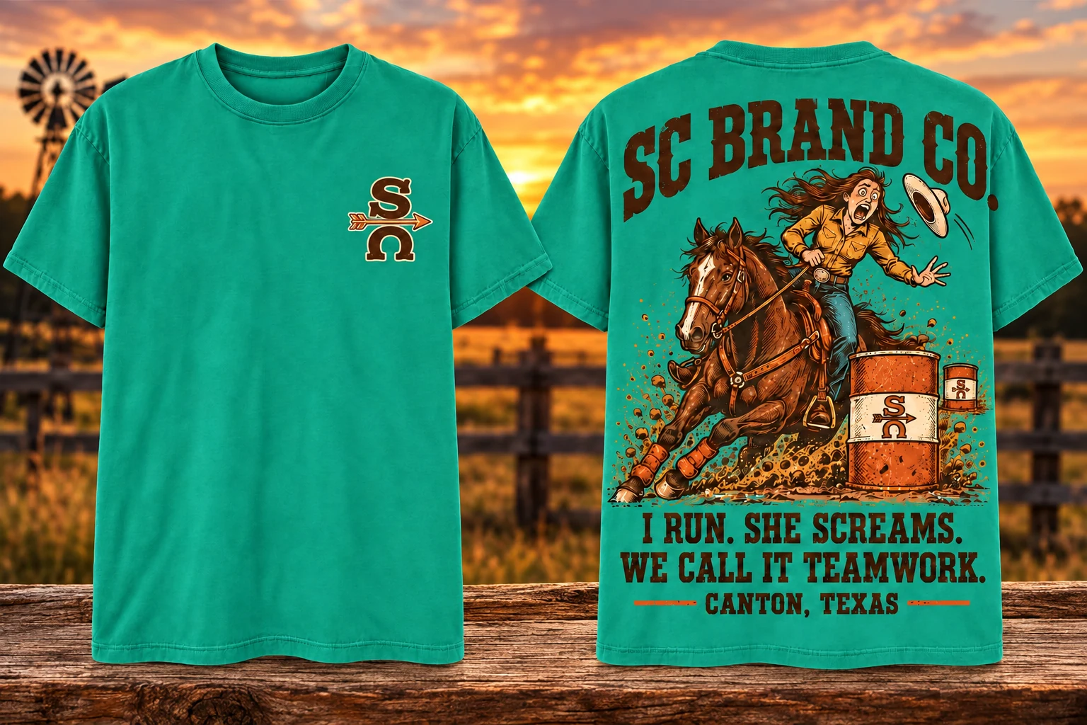 We Call It Teamwork in Jade Dome — front and back shirt views